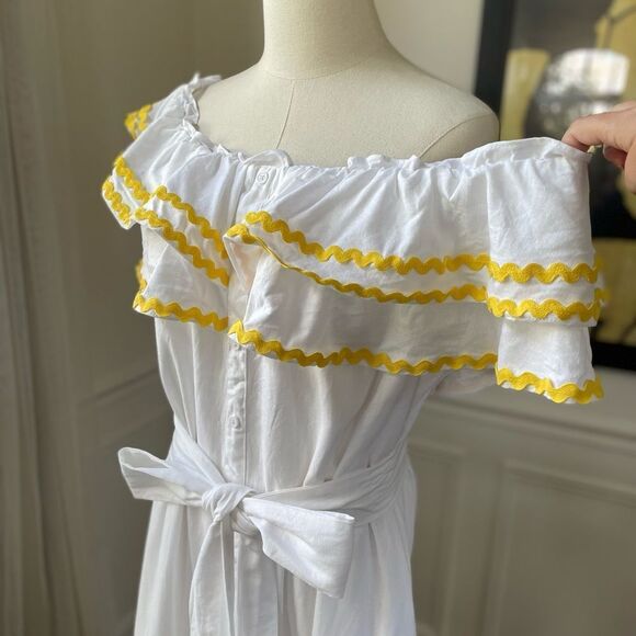 Lisa Marie Fernandez for Target Ric Rac Off The Shoulder Dress White Yellow XL - Picture 8 of 12